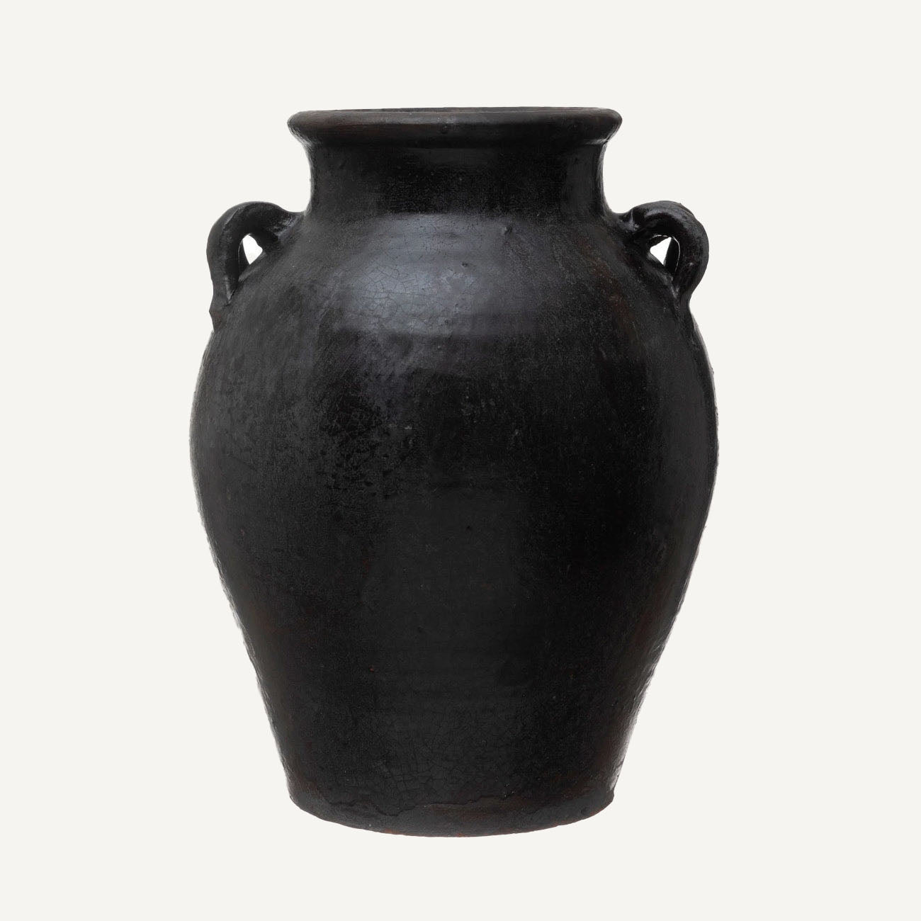 Found Decorative Black Clay Jar