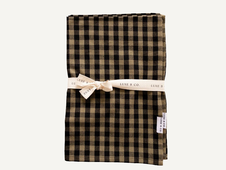 Olive Green Gingham Kitchen Dish Towels
