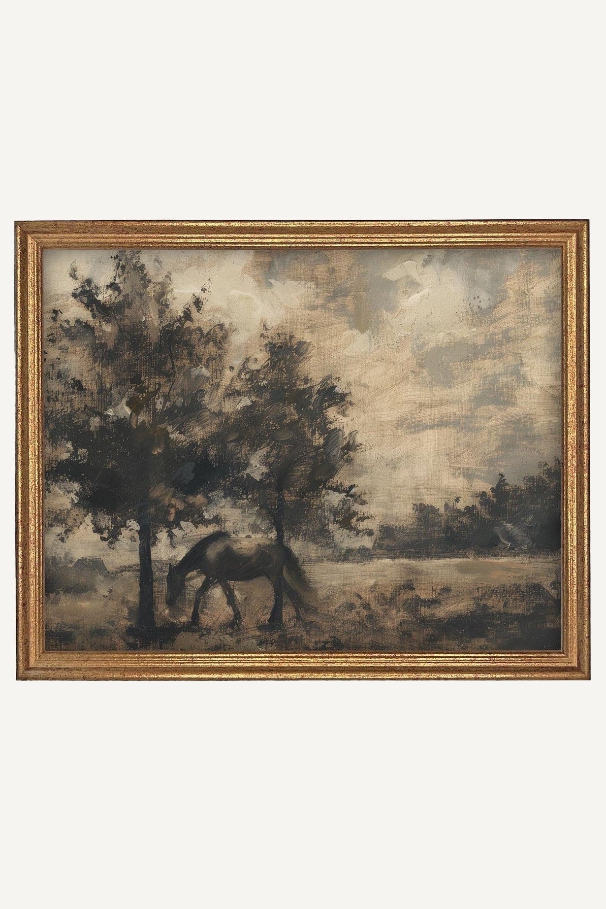 Vintage Framed Horse Landscape