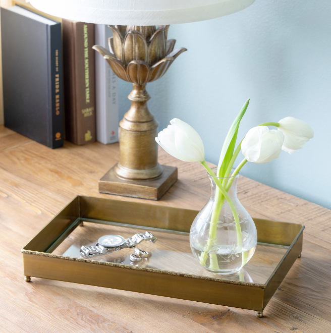 Brass and Glass Escritoire Tray - Square