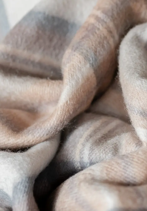 Lambswool Blanket in Stewart Natural Dress Tartan