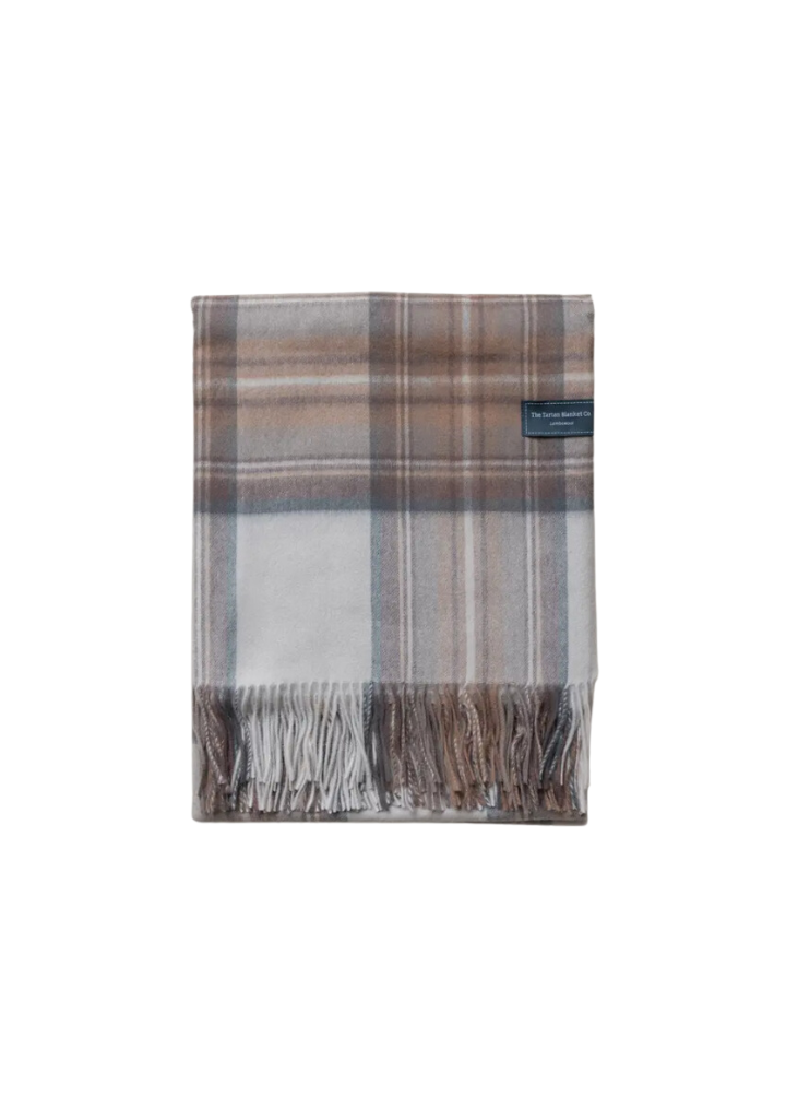Lambswool Blanket in Stewart Natural Dress Tartan