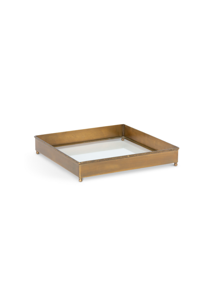 Brass and Glass Escritoire Tray - Square