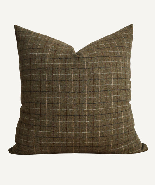 Deeply Green Wool Plaid Pillow