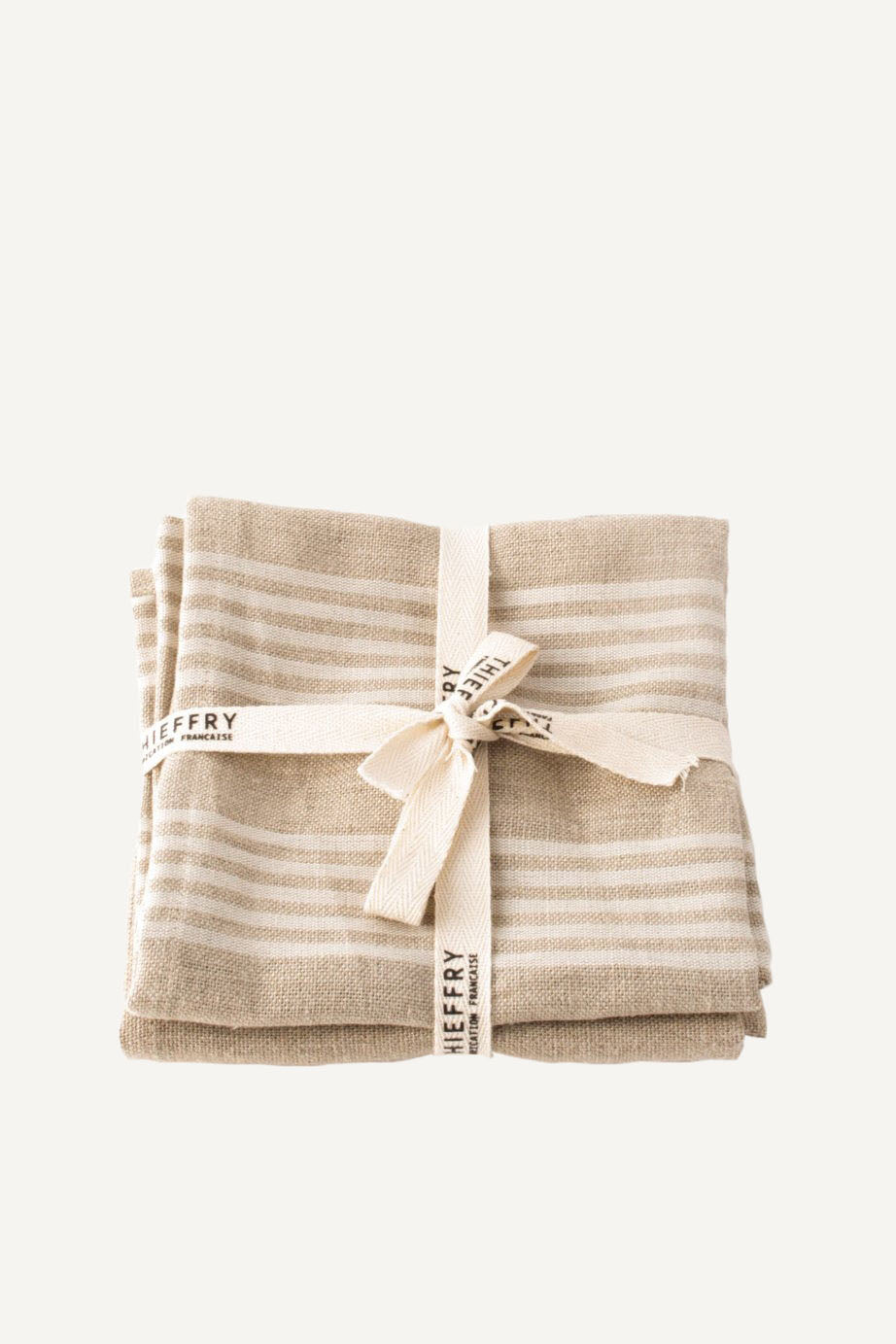 Thieffry Linen Dish Towel- White Stripe & Natural - Set of 2