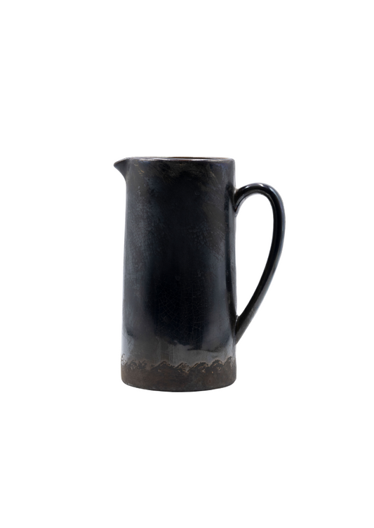 Smoked Glazed Pottery Tall Pitcher Vase