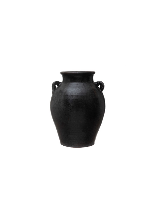 Found Decorative Black Clay Jar