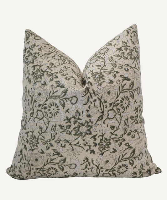 Yule Green Floral Pillow