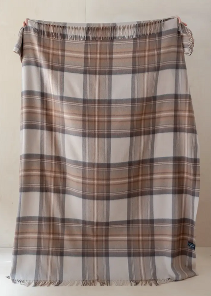 Lambswool Blanket in Stewart Natural Dress Tartan