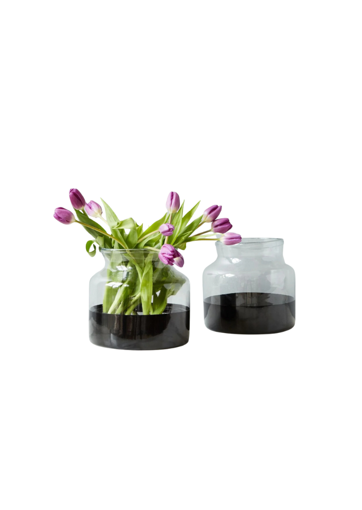 Black Colorblock Flower Vase